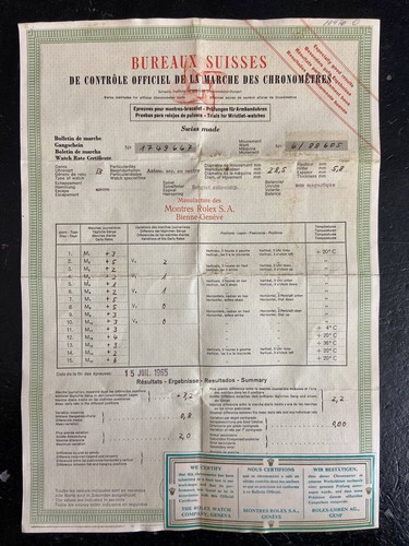Rolex certificate chronometre - rolex,