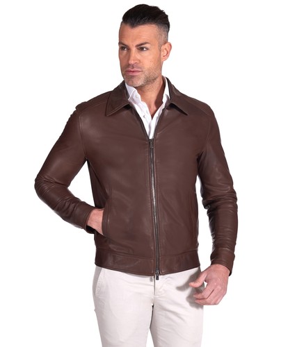 Giacca vera pelle marrone - giacca,