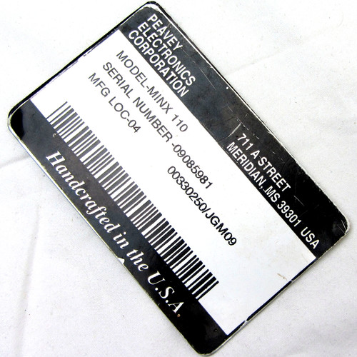 Etichetta pannello posteriore