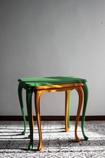 tavolini vintage restaurati verde ed arancione il legno 