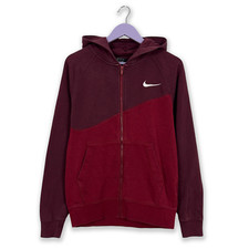 Felpa Nike rossa e bordeaux con zip e cappuccio - Taglia S/M uomo