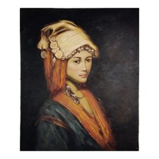 Quadro Dipinto a Mano Olio su Tela 50x60 cm Made in Italy Donna Cinese