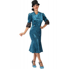 Costume anni 20 30 donna abito travestimento vestito blu carnevale festa a tema