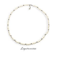 Collana perle bianche uomo - collana,