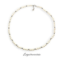 Collana perle bianche da uomo