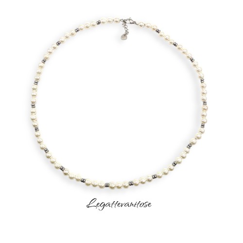 Collana perle bianche - , uomo