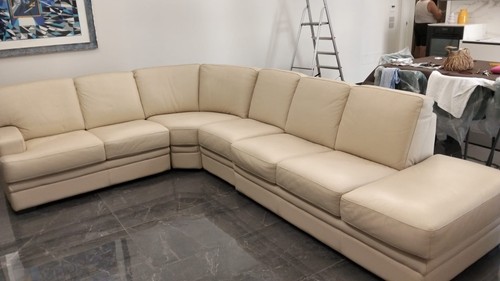 Divano angolare pelle - divano, beige