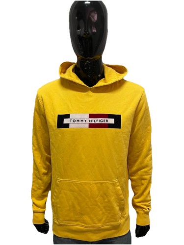 Felpa uomo gialla hoodie logo - felpa,