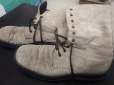 Stivali taglia 46 scarpe morbide anfibi tessuto marroni gomma stile vintage