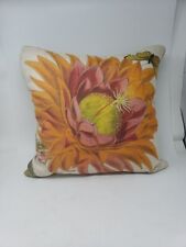 Feather & Down Botanical Pillow Cactus 20x20 $187 Flower Butterfly Cactus Design