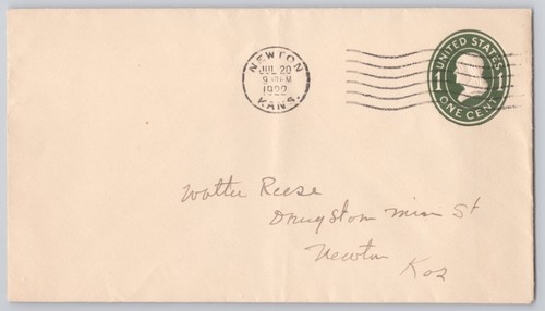 Newton kansas 1c postal - newton,,