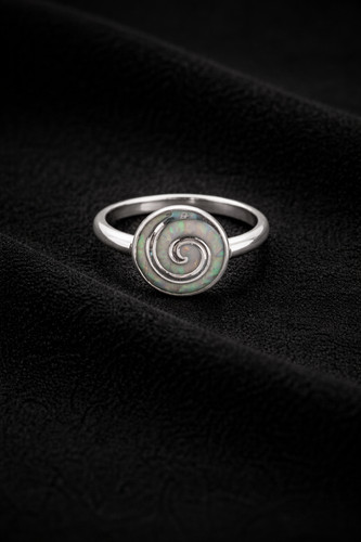 Anello spirale opale - anello, bianco
