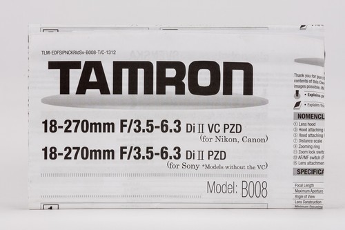 Tamron manuale istruzioni - , per