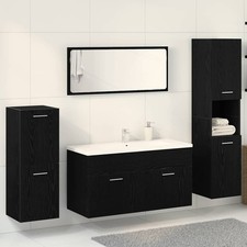 vidaXL Set di Mobili per Bagno 4 pcs Rovere Nero 30 x 30 x 130 cm