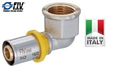 RACCORDO GOMITO FEMMINA A PRESSARE A PINZARE PER TUBO MULTISTRATO GAS