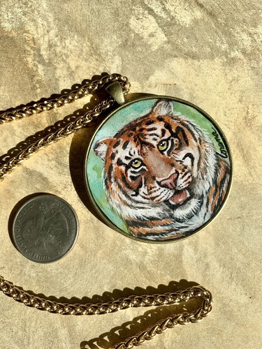 Ciondolo tigre dipinto mano - ciondolo,