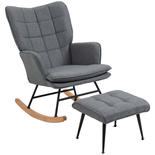 Sedia dondolo con pouf - sedia,