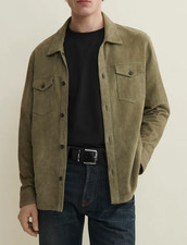 Giacca Camicia Pelle Verde