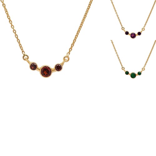 Collana trio pietre oro 18k - collana,