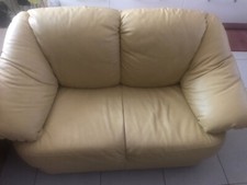 divano 2 posti pelle color panna