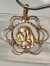 CIONDOLO VINTAGE ORO 18 KT ITALIANO FATTO A MANO MADONNA/VERGINE MARIA NUOVO*