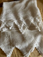 Coppia di tendine di puro cotone realizzate a mano all’ uncinetto bianche nuove