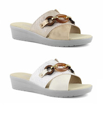 TIGLIO ciabatte donna estive eleganti con catena sabout sandali vera pelle