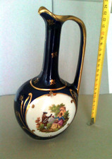 Brocca decorativa, porcellana, cobalto, dipinta a mano. France.  Antiquariato.