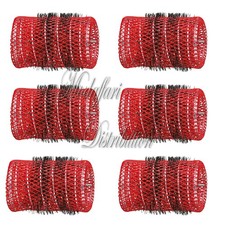 Bigodini per Capelli in Plastica Rosso, 6 Pezzi (Ø 36 mm) Xanitalia