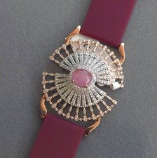 Bracciale Argento 935 Cupola Forma Ombrello Cabochon Tormalina e Moissaniti Bianche