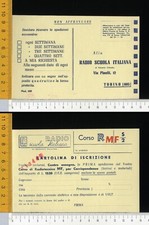 34513] TORINO - COMMERCIALE RADIO SCUOLA ITALIANA CARTOLINA ISCRIZIONE 1956