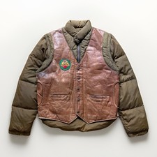 Giubbotto uomo Schott vintage pelle marrone piumino isolato taglia 40 anni 70