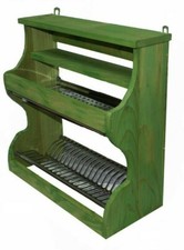 Piattaia credenza in legno colore verde scolapiatti acciaio inox gocciolatoio 