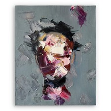 Ritratto astratto dipinto olio su tela testurizzato espressione moderna volto parete