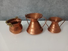 Lotto Mini Antichi Vasi Contenitori Secchi in Rame Vintage Modernariato