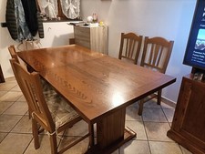 mobile da soggiorno con tavolo e sedie in legno castagno ottimo stato