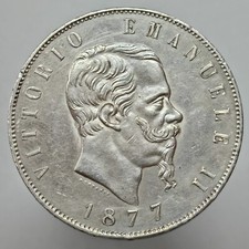 5 Lire 1877, Vittorio Emanuele II Regno D'Italia
