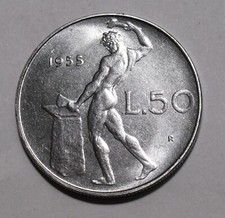 REPUBBLICA ITALIANA 50 LIRE 1955 VULCANO FDC SIGILLATA NUMISMATICA ELITE