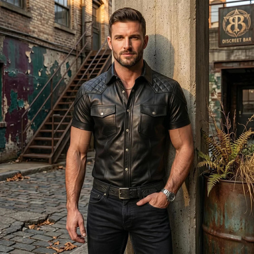 Giacca camicia uomo pelle - camicia,