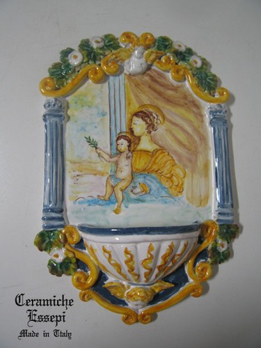 Acquasantiera madonna ceramica - acquasantiera,