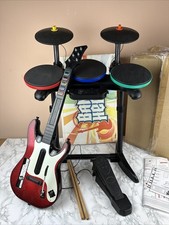 Bundle Chitarra+Batteria Guitar Hero/Band Hero wireless Controller Nintendo Wii