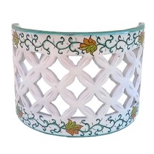 FASCIONE APPLIQUE LAMPADARIO IN CERAMICA DI VIETRI DECORO A MANO FLOREALE VERDE