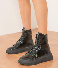 Scarpe Superga Iridiscent 2589 Nere Lucide alte Platform 4 cm tacco zeppa 