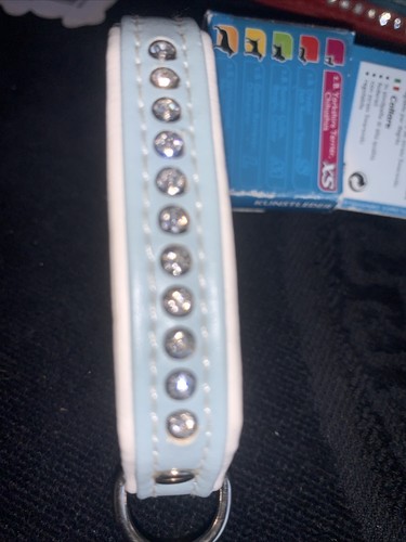 Collare pelle celeste con - ,