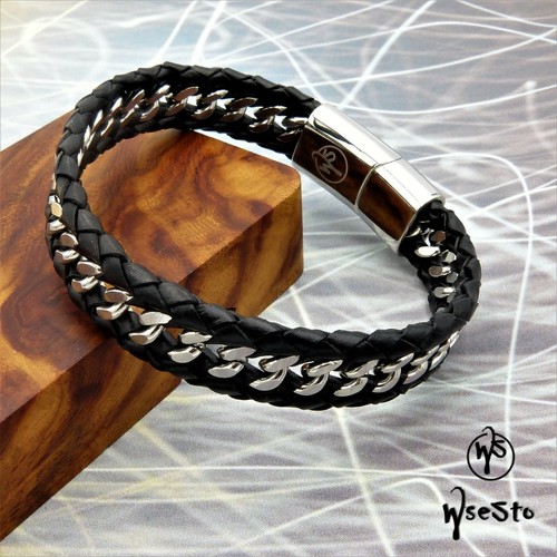 Bracciale wsesto pelle nera - wsesto,