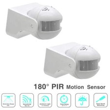 2x SENSORE DI MOVIMENTO INFRAROSSI 180 PIR CREPUSCOLARE RILEVATORE PRESENZE FARO