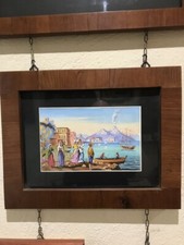 Gouaches Napoli napoletana dipinta a mano cornice in legno