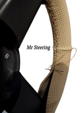 Per Nissan Micra K11 92-03 Beige Perforata Copertura Del Volante IN Pelle