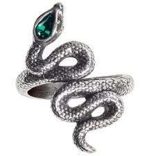 Anello Alchimia Gotico Salmo 68 Serpente Cristallo Verde Fertilità R228 Nuovo