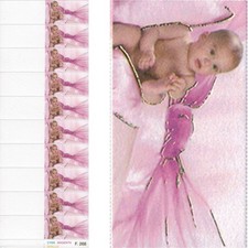 BIGLIETTINI PER BOMBONIERE BATTESIMO NASCITA BAMBINA ROSA STAMPABILI PRETAGLIATI